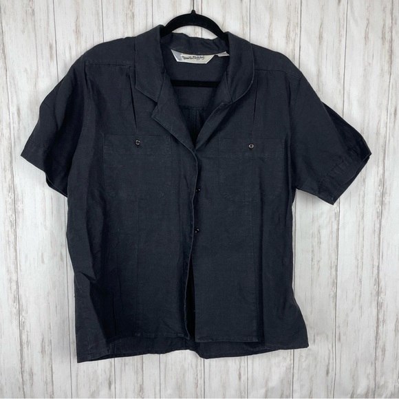 Diane Von Furstenberg vintage black button down - Picture 2 of 5